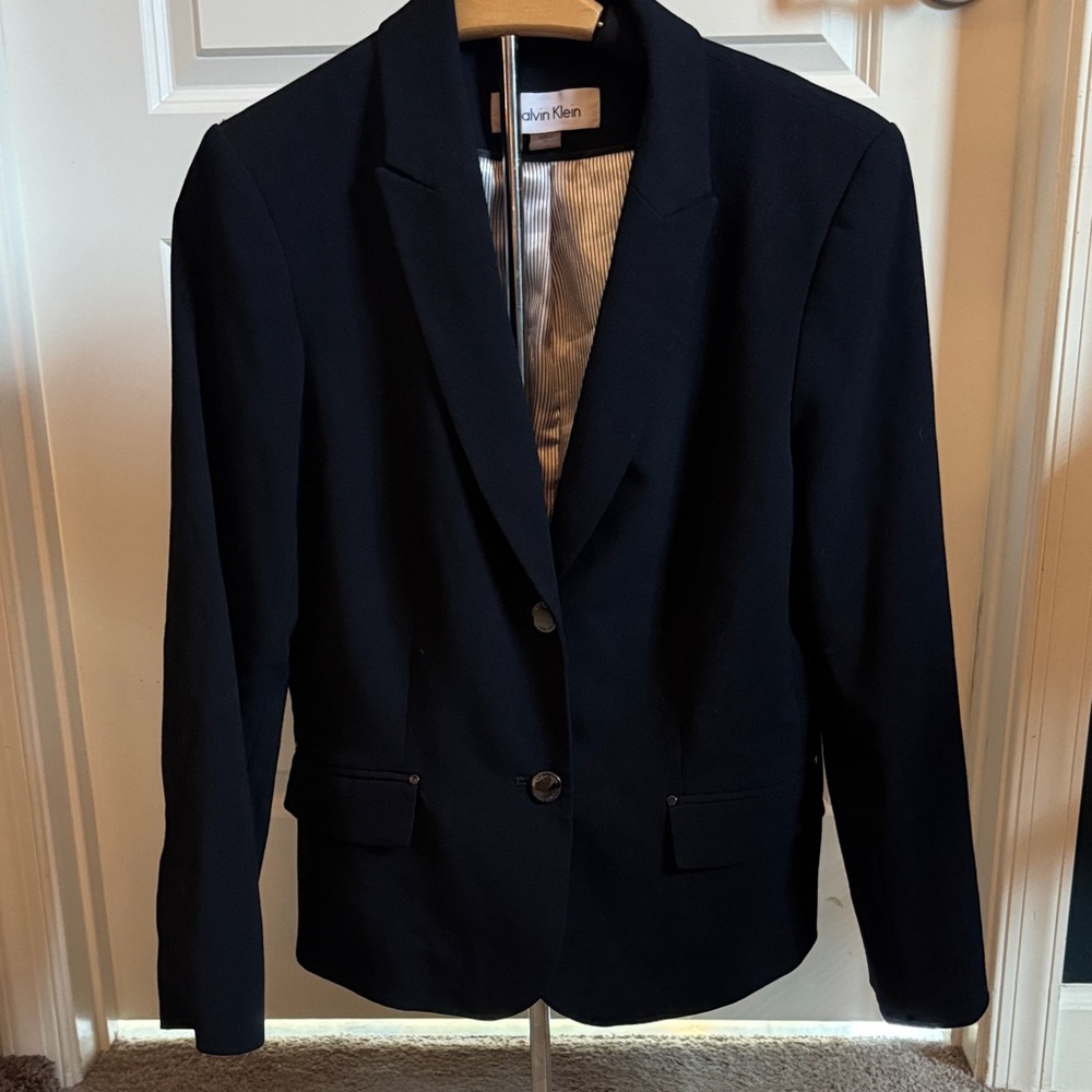 Calvin Klein Navy Blue Women's Single-Breasted Blazer